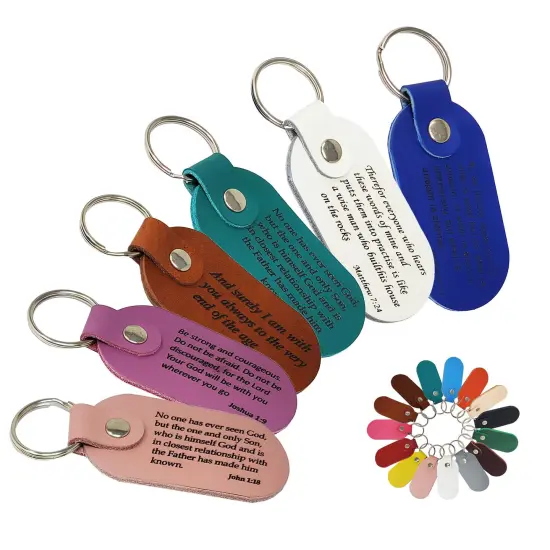 Oval Leather Keychains Kit &ndash; Full-Grain Latigo, 10-Pack, Engraving & Foil Stamping Ready, DIY Personalized Keyrings Purple {5}