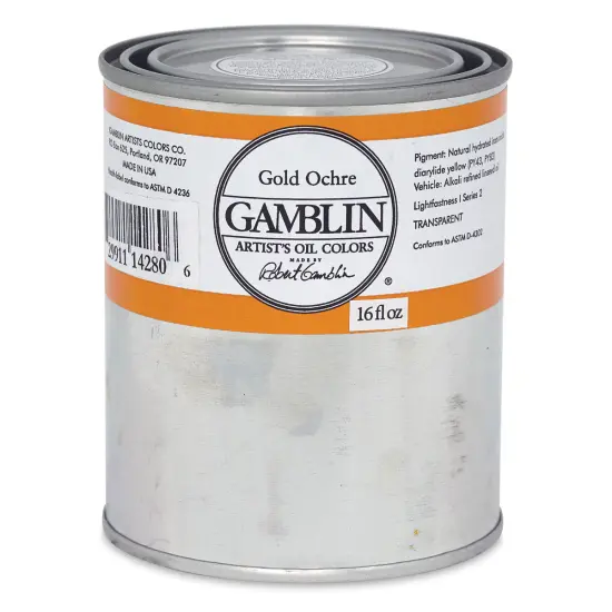 Gamblin Artist's Oil Color - Gold Ochre, 16 oz Can {1}