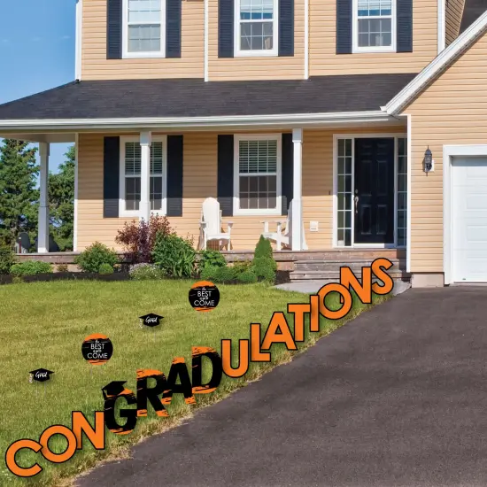 Big Dot of Happiness Orange Graduation Party Yard Signs - Outdoor Lawn Decorations - ConGRADulations {3}