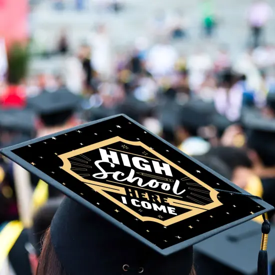 Big Dot of Happiness High School Here I Come - Middle School Graduation Cap Decorations Kit - Grad Cap Cover {4}