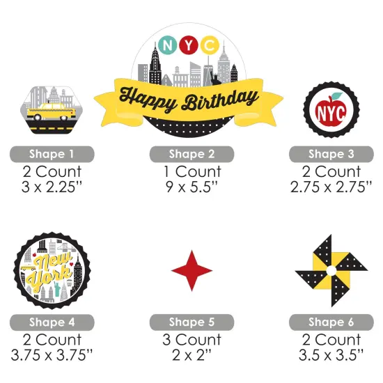 Big Dot of Happiness NYC Cityscape - New York City Birthday Party Cake Decorating Kit - Happy Birthday Cake Topper Set - 11 Pieces {7}