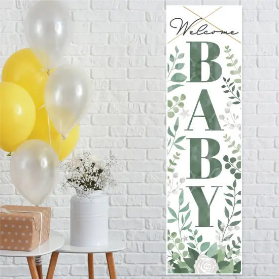 Big Dot of Happiness Boho Botanical Baby - Greenery Baby Shower Front Door Decoration - Vertical Banner {1}