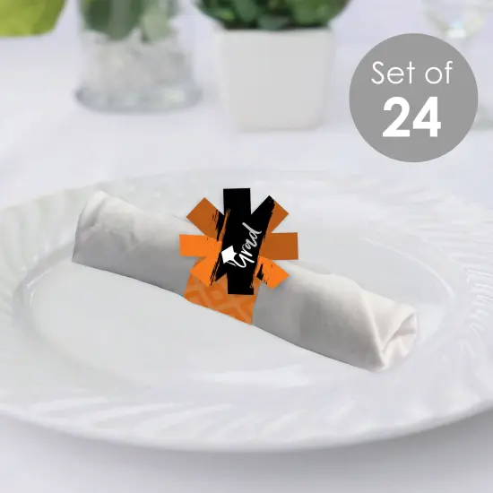 Big Dot of Happiness Orange Grad - Best is Yet to Come - Orange Graduation Party Paper Napkin Holder - Napkin Rings - Set of 24 {3}