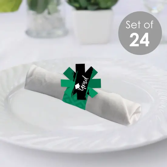 Big Dot of Happiness Green Grad - Best is Yet to Come - Green Graduation Party Paper Napkin Holder - Napkin Rings - Set of 24 {3}