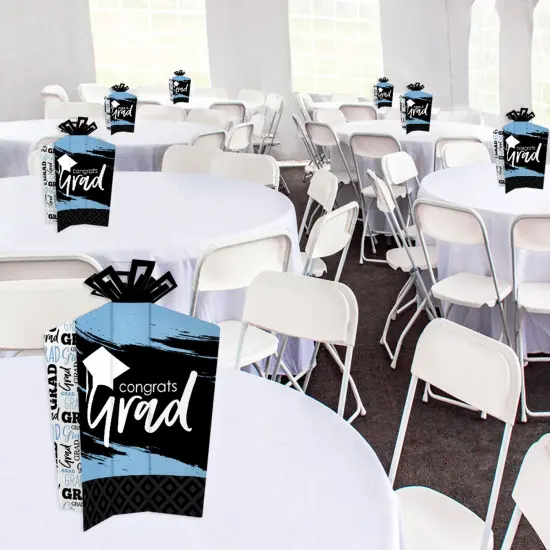 Big Dot of Happiness Light Blue Graduation Table Decorations - Party Fold and Flare Centerpieces - 10 Count {3}
