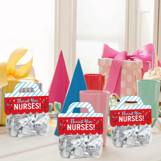 Big Dot of Happiness Thank You Nurses - DIY Nurse Appreciation Week Clear Goodie Favor Bag Labels - Candy Bags with Toppers - Set of 24 {7}