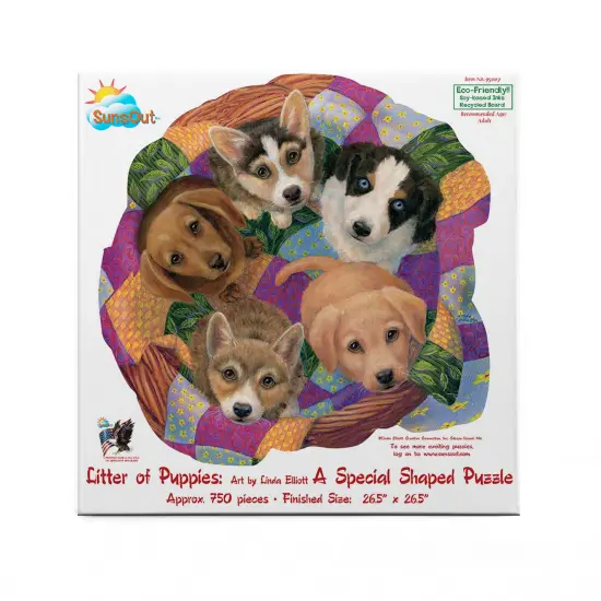 Sunsout Litter of Puppies 750 pc Special Shape Jigsaw Puzzle 95007 {4}