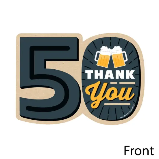 Big Dot of Happiness Cheers and Beers to 50 Years - Shaped Thank You Cards - 50th Birthday Party Thank You Note Cards with Envelopes - Set of 12 {4}