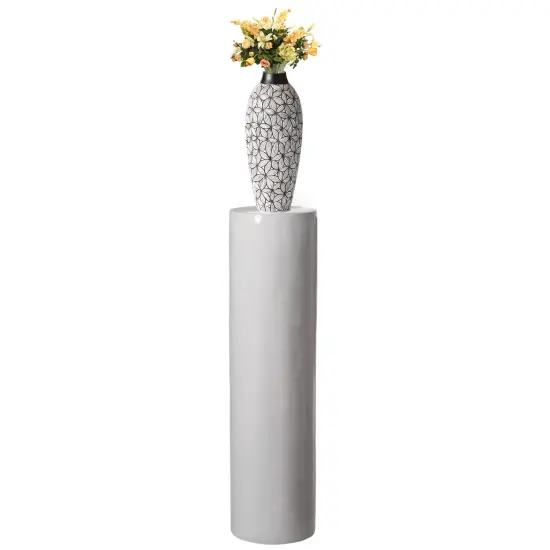Contemporary Decorative Modern Fiberglass Pillar Column Flower Stand -Photography Props - Stylish Cylinder Shape Versatile Pedestal for Wedding, Living Room, or Dining Room Decor White {3}