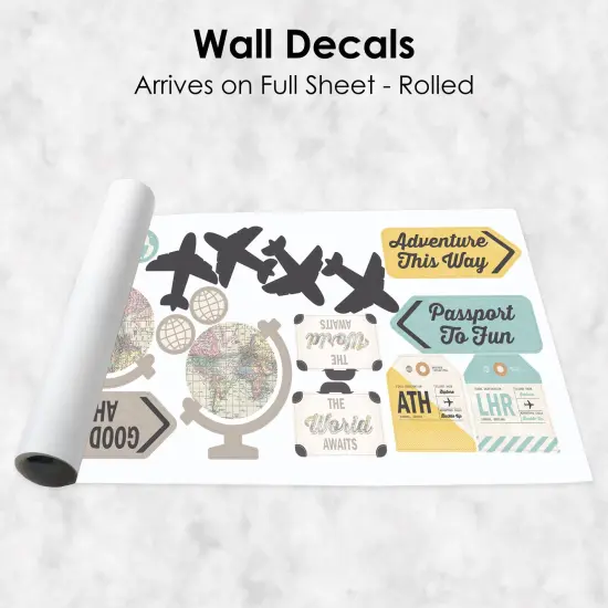 Big Dot of Happiness World Awaits - Peel and Stick Map Vinyl Wall Art Stickers - Wall Decals - Set of 20 {7}