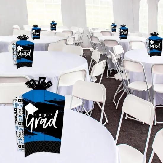 Big Dot of Happiness Blue Graduation Table Decorations - Party Fold and Flare Centerpieces - 10 Count {3}