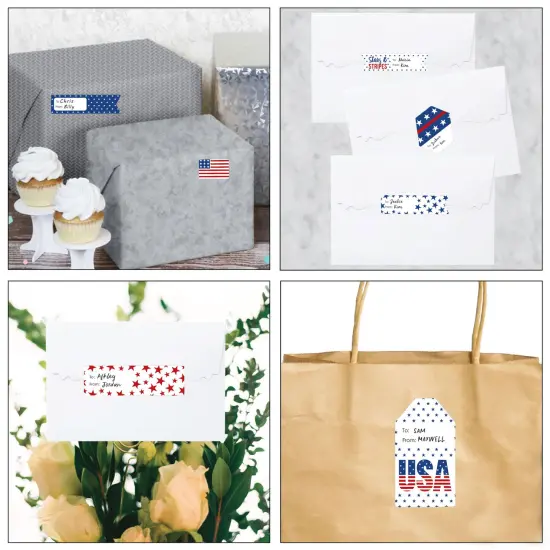 Big Dot of Happiness Stars & Stripes - Assorted Patriotic Party Gift Tag Labels - To and From Stickers - 12 Sheets - 120 Stickers {7}