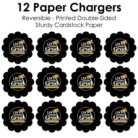 Big Dot of Happiness Law School Grad - Future Lawyer Graduation Party Round Table Decorations - Paper Chargers - Place Setting For 12 {7}