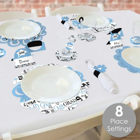 Big Dot of Happiness Light Blue Graduation Party Paper Charger and Table Decorations - Chargerific Kit - Place Setting for 8 {3}