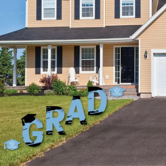 Big Dot of Happiness Light Blue Graduation Party Yard Signs - Outdoor Lawn Decorations - GRAD {3}
