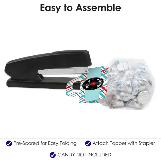 Big Dot of Happiness 50's Sock Hop DIY 1950s Rock N Roll Party Clear Goodie Favor Bag Labels Candy Bags with Toppers Set of 24 {6}