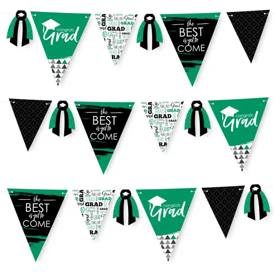 Big Dot of Happiness 30 Piece Green Graduation Party Pennant Triangle Banner {1}