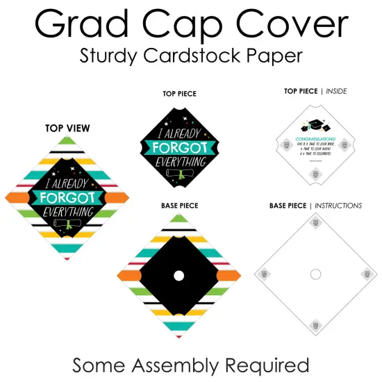 Big Dot of Happiness I Already Forgot Everything - Colorful Graduation Cap Decorations Kit - Grad Cap Cover {7}
