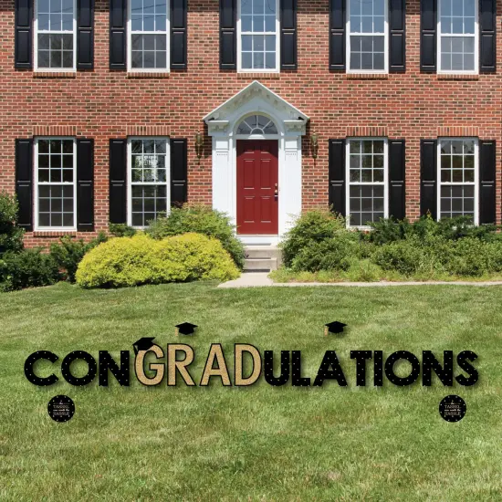 Big Dot of Happiness Gold Graduation Party Yard Signs - Outdoor Lawn Decorations - ConGRADulations {3}