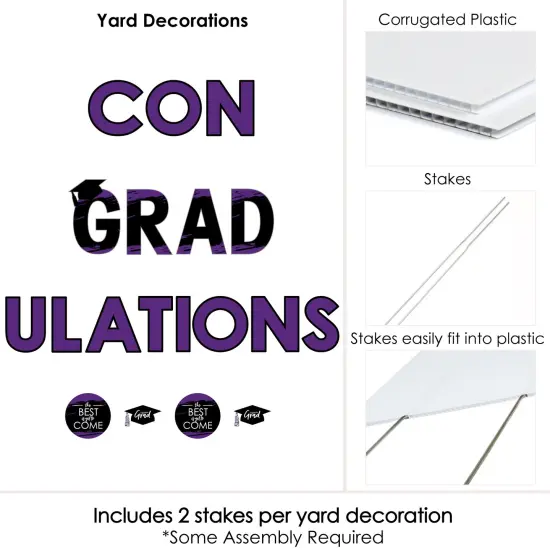 Big Dot of Happiness Purple Graduation Party Yard Signs - Outdoor Lawn Decorations - ConGRADulations {6}