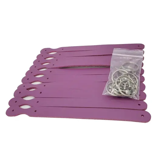 Blank Leather Keychains &ndash; 3/4" Full Grain DIY Kit (10 Pack)-Promotional-Fundraising-Personalized Gifts Lavender {1}