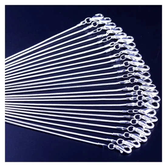 24 Pieces Snake Chain Necklace White Brightening 925 Silver Plated 1.2mm DIY Shining Link with Lobster Clasps for Jewelry Making (20 inch, Shining White Brightening) {2}
