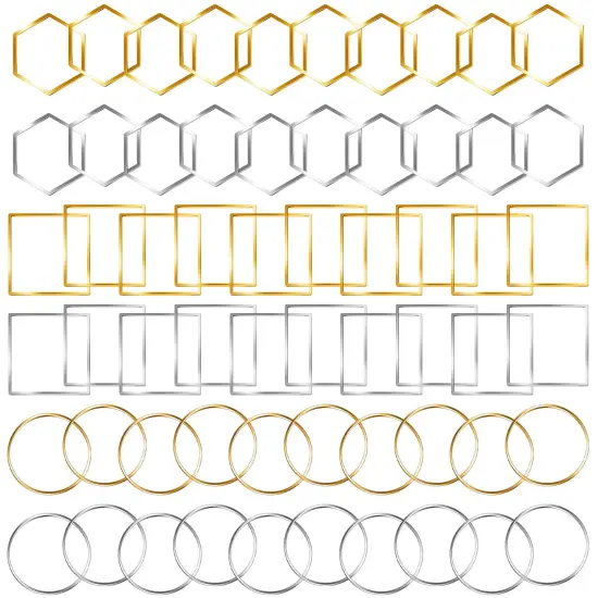 60 Pieces Earrings Beading Hoop for Jewelry Making, Earrings Findings Hoops Earring Charms Open Bezel Pendant Frame for DIY Craft,Earring Necklace,Crafts Supplies ( (Round/Square/Hexagon)) {2}