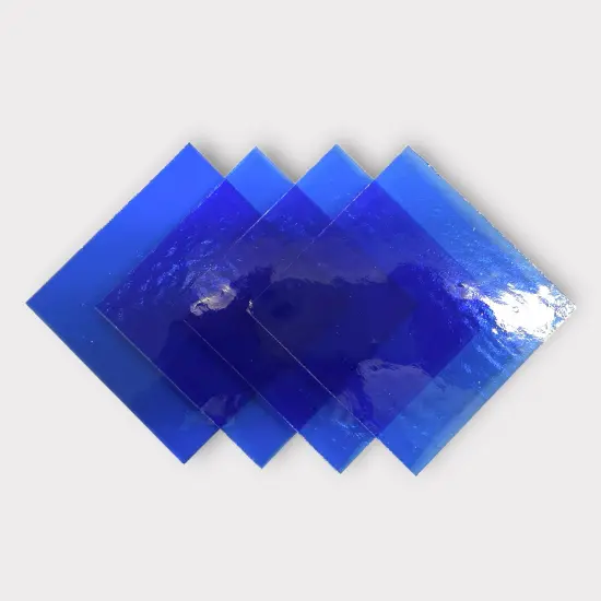 Sapphire Blue Transparent COE 96 Fusible Glass Sheets / Mosaic Squares - 4 Pack {2}