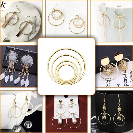 70 Pieces Earrings Beading Hoop Earring Finding Round Earring Circle Round Beading Hoop Open Bezel Pendant Frame for Jewelry Making {5}