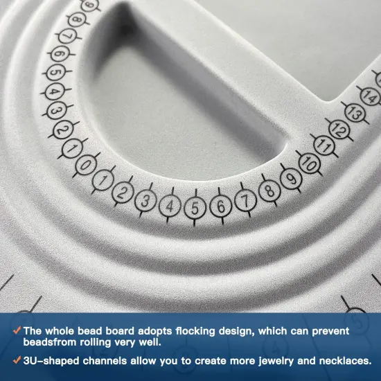 The Bead Board with Clear Cover,Grey Flocked,6 Recessed Compartments,3 U-Shaped Channels,Design Boards for Jewelry Bracelet Necklace Making DIY {4}