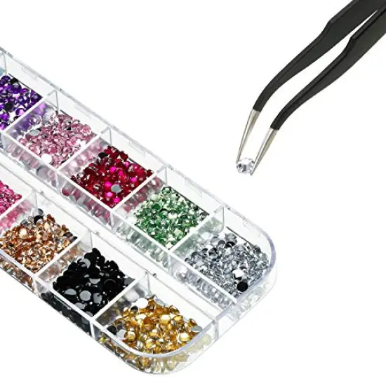 4488 Pieces Nail Art Rhinestones Crystal Flatback Rhinestones with Rhinestone Picker Pick Up Tweezers for Nails Art Clothes Shoes Bags Decoration (Colorful, AB Color and Clear) {2}