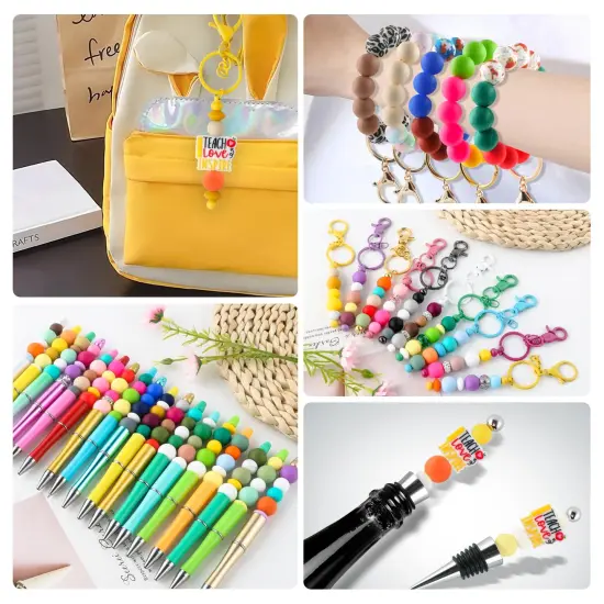 150 Pieces 15mm Silicone Beads, Silicone Beads for Keychain Making Bulk Silicone Beads for Bracelet Making Necklace Making and Round Silicone Beads for Pens(Orange) {6}