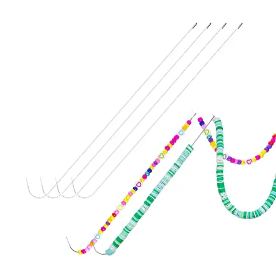 4 Pieces Beading Needles - 6.7 inches Clip-Style Beading Needles for Bead Spinner, 0.7mm Diameter, Efficient|Sturdy Beading Needles for Jewelry Making (4-Curved/0.7mm) {2}