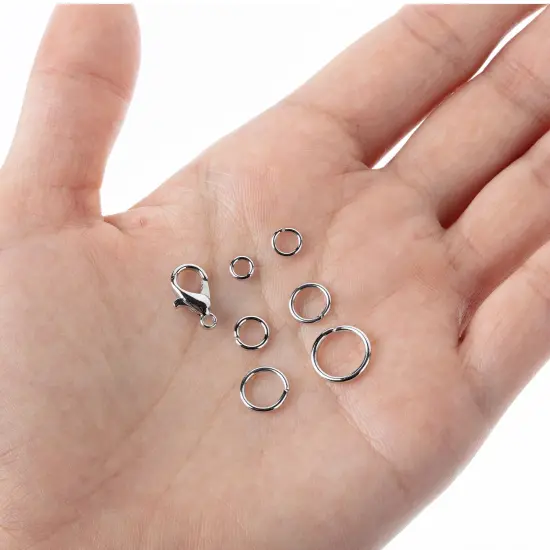 1014 Pieces Open Jump Rings, Silver, 6 Sizes Open Jump Rings for Jewelry Making, Silver Jump Rings and Lobster Clasps {3}