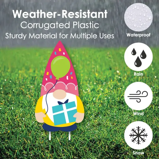 Big Dot of Happiness Gnome Birthday - Yard Sign and Outdoor Lawn Decorations - Happy Birthday Party Yard Signs - Set of 8 {4}