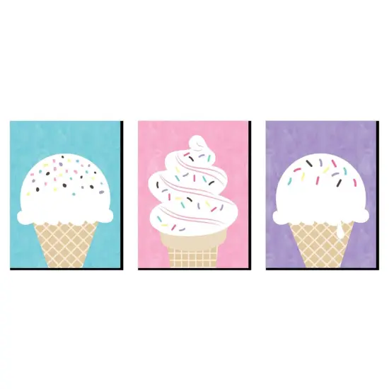 Big Dot of Happiness Scoop Up the Fun - Ice Cream - Sprinkles Kitchen Wall Art, Nursery Decor and Restaurant Decor - 7.5 x 10 inches - Set of 3 Prints {1}