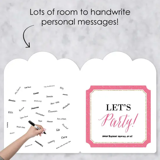 Big Dot of Happiness Chic Happy Birthday - Pink, Black and Gold - Happy Birthday Giant Greeting Card - Big Shaped Jumborific Card {4}