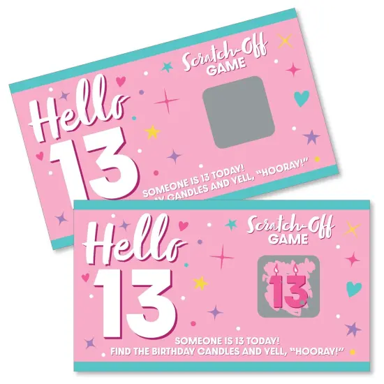 Big Dot of Happiness Girl 13th Birthday - Official Teenager Birthday Party Game Scratch Off Cards - 22 Count {1}