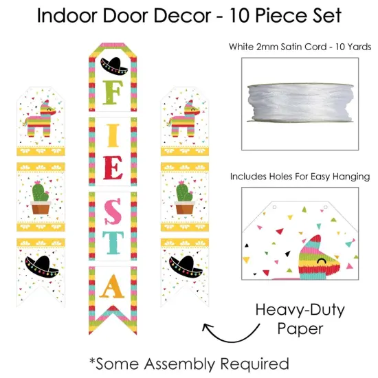 Big Dot of Happiness Let's Fiesta - Hanging Vertical Paper Door Banners - Fiesta Wall Decoration Kit - Indoor Door Decor {6}