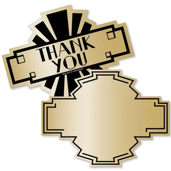Big Dot of Happiness Roaring 20's - Shaped Thank You Cards - 1920s Art Deco Jazz Party Thank You Note Cards with Envelopes - Set of 12 {1}