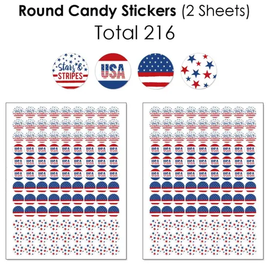 Big Dot of Happiness Stars & Stripes - Memorial Day, 4th of July and Labor Day USA Patriotic Party Candy Favor Sticker Kit - 304 Pieces {6}