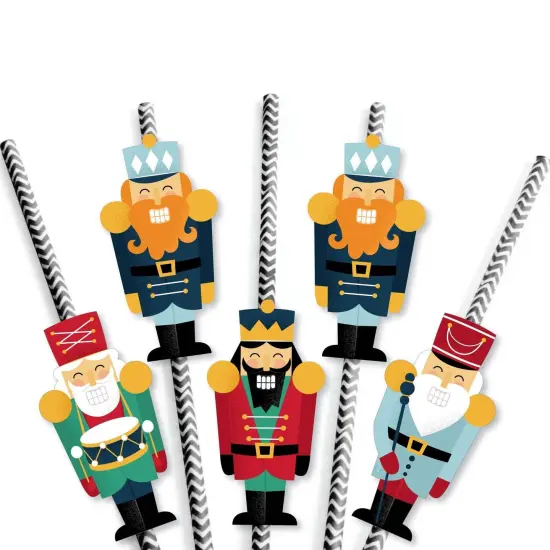 Big Dot of Happiness Christmas Nutcracker - Paper Straw Decor - Holiday Party Striped Decorative Straws - Set of 24 {7}