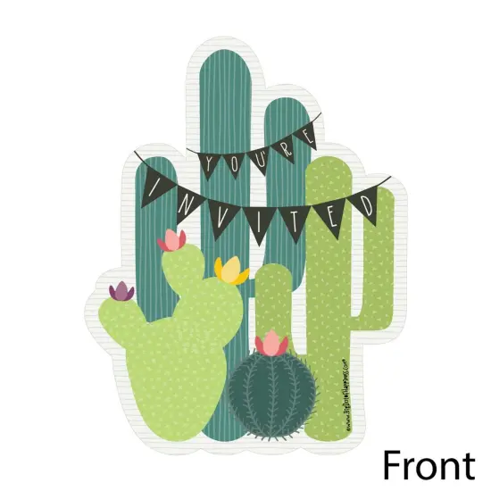 Big Dot of Happiness Prickly Cactus Party - Shaped Fill-in Invitations - Fiesta Party Invitation Cards with Envelopes - Set of 12 {3}