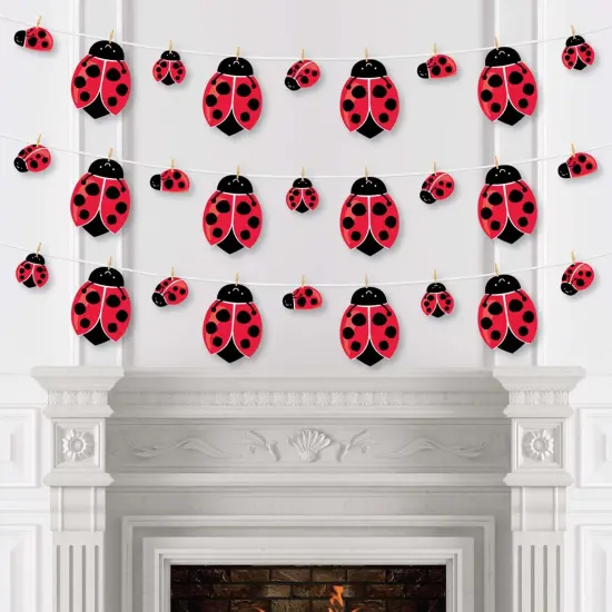 Big Dot of Happiness Happy Little Ladybug - Baby Shower or Birthday Party DIY Decorations - Clothespin Garland Banner - 44 Pieces {4}