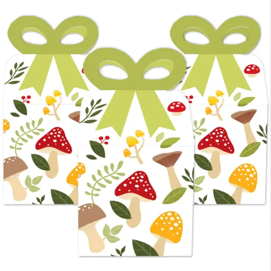 Big Dot of Happiness Wild Mushrooms - Square Favor Gift Boxes - Red Toadstool Party Bow Boxes - Set of 12 {3}