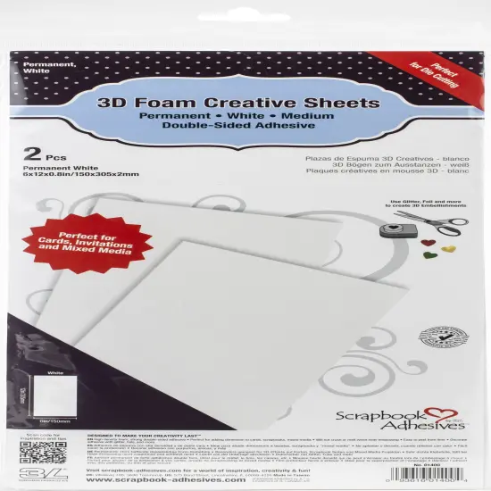 Scrapbook Adhesives 3D Foam Creative Sheets 2/Pkg-White 6"X12" {1}