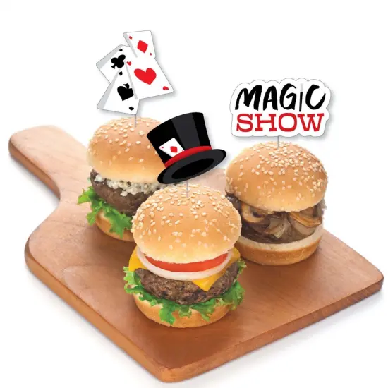 Big Dot of Happiness Ta-Da, Magic Show - Dessert Cupcake Toppers - Magical Birthday Party Clear Treat Picks - Set of 24 {4}