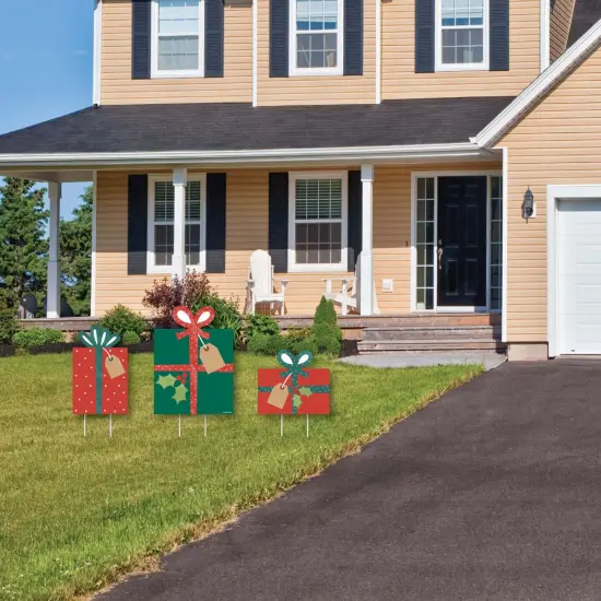 Big Dot of Happiness Happy Holiday Presents - Outdoor Lawn Sign Decorations with Stakes - Christmas Party Yard Display - 3 Pieces {3}