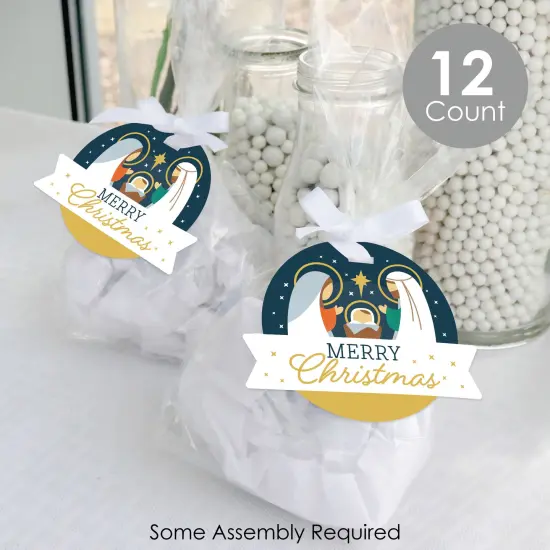 Big Dot of Happiness Holy Nativity - Manger Scene Religious Christmas Clear Goodie Favor Bags - Treat Bags With Tags - Set of 12 {3}