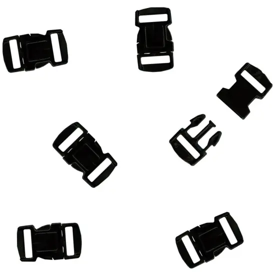 Pepperell Parachute Cord Bracelet Buckles 12mm 6/Pkg-Black {2}